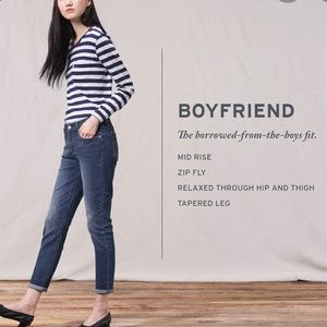 Levis boyfriend jeans size 27 with 27 inseam in dark indigo whiskering detail